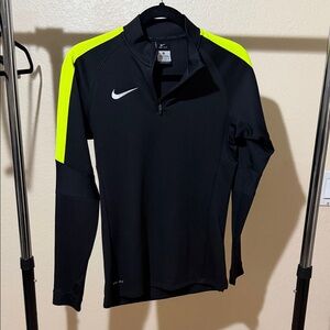 Nike Black and Neon Yellow Half-Zip Jacket